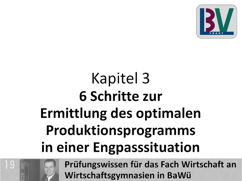 6 Schritte Optimales Produktionsprogramm [WG K03 T14a]