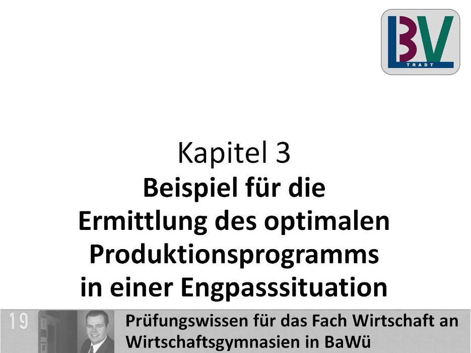 Beispiel Optimales Produktionsprogramm [WG K03 T14b]